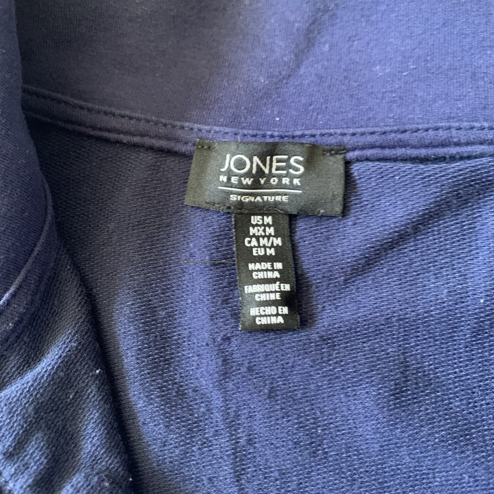 Jones New York Signature Womens M Indigo Quarter-Zip Pullover Sweater JPMH8KT542 - Picture 5 of 11